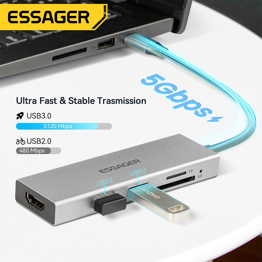 Essager 5 в 1, USB C-концентра – обзор и цена Docking Station Usb C